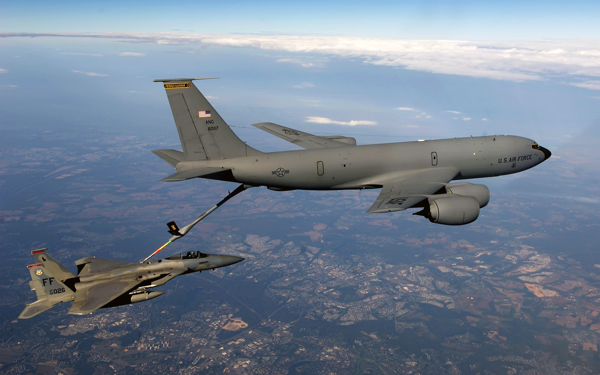 F 15 Eagle Receives fuel from KC 135 Stratotanker1140413860 - F 15 Eagle Receives fuel from KC 135 Stratotanker - Stratotanker, Receives, fuel, from, Eagle, aircraft